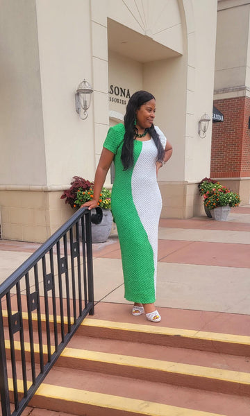 green and white color block dress Gifty's Place green and white color block dress Gifty's Place
