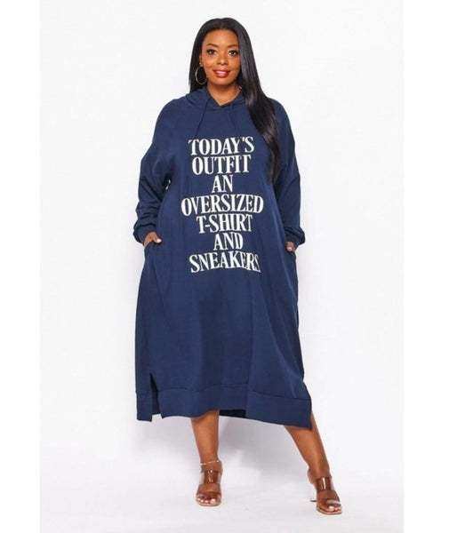 navy blue today's outfit sweater dress, plus size
