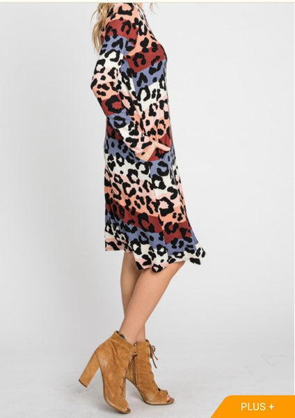 plus dress multi-color cheetah print